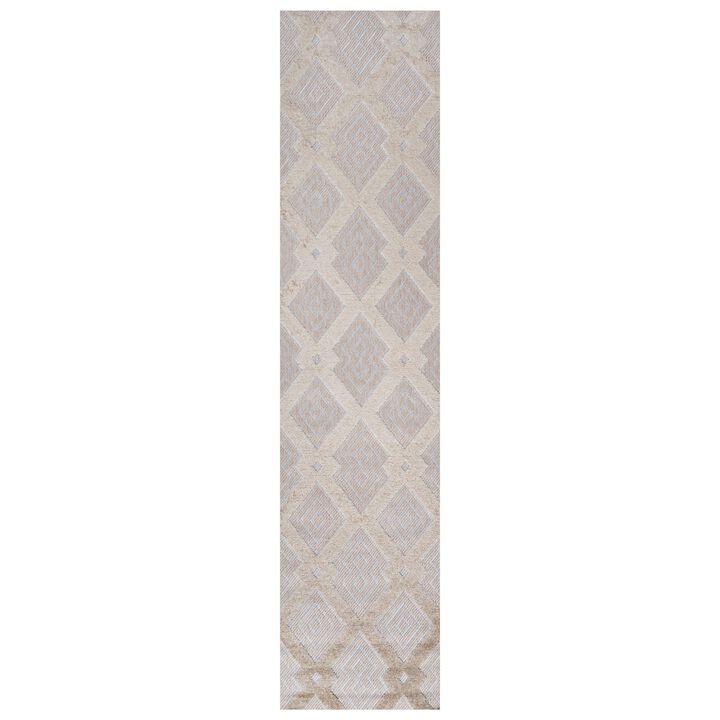 Duwun High-Low Pile Ogee Trellis Tone On Tone Indoor/Outdoor Area Rug