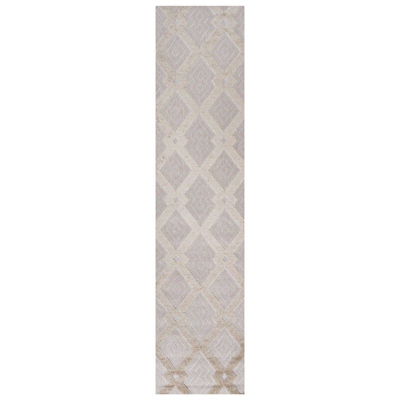 Duwun High-Low Pile Ogee Trellis Tone On Tone Indoor/Outdoor Area Rug