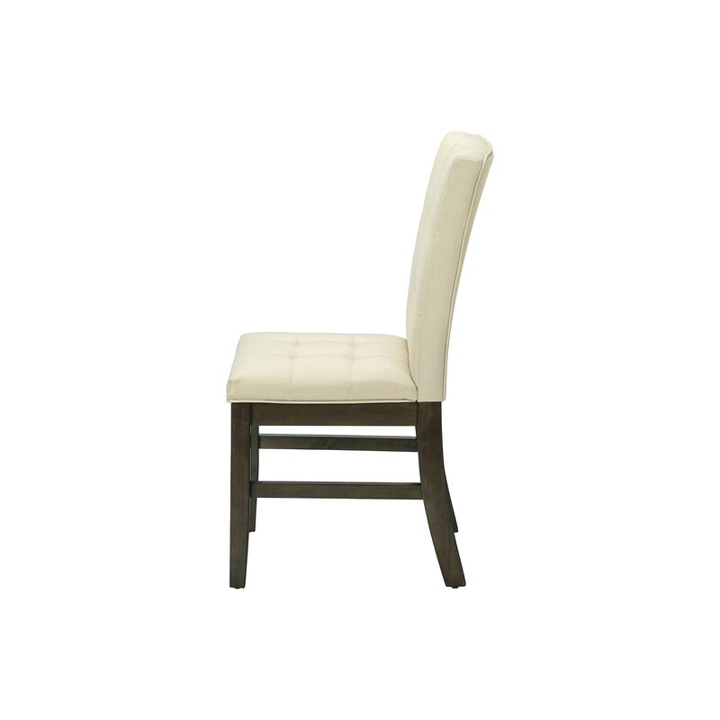 Monarch Specialties I 1376 - Dining Chair, 37" Height, Set Of 2, Upholstered, Dining Room, Kitchen, Cream Fabric, Grey Solid Wood, Transitional