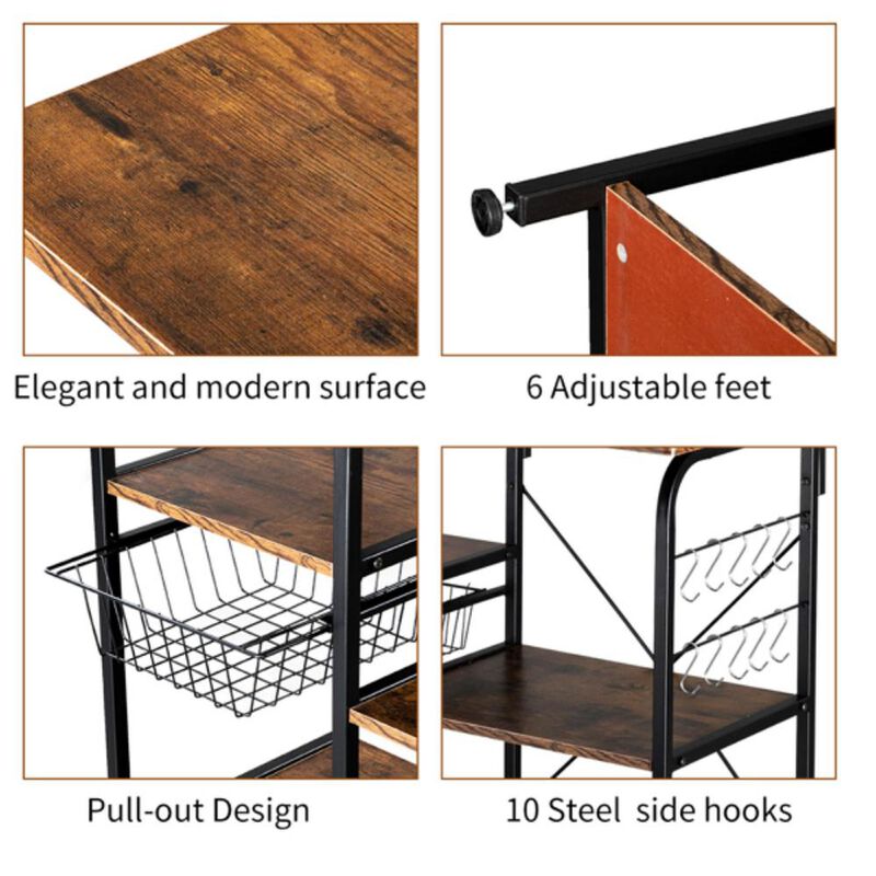 Kitchen Baker's Rack Utility Storage Shelf for Microwave & Organization