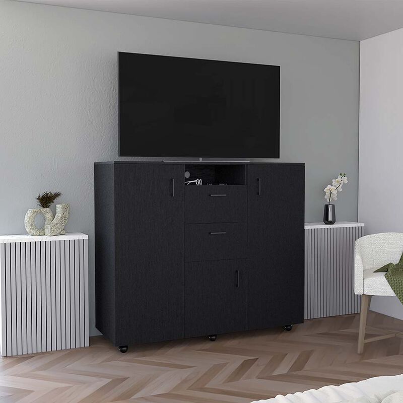 Double Door Cabinet Dresser Quizz, Bedroom, Black