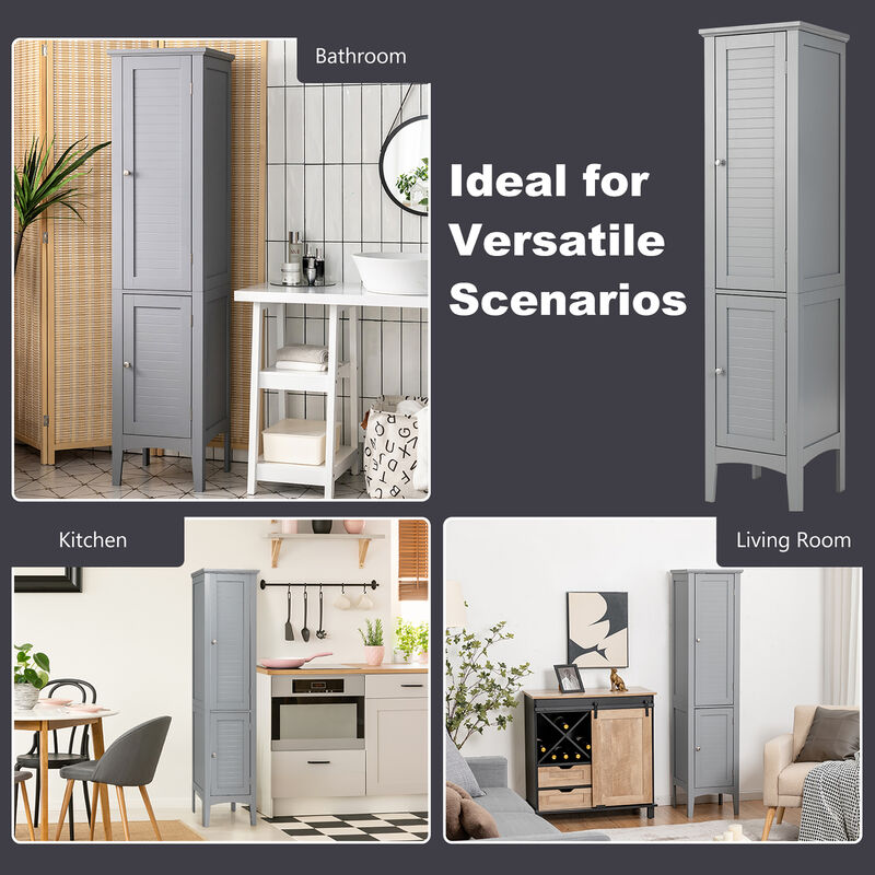 Costway Freestanding Bathroom Storage Cabinet Linen Tower Kitchen Living Room Brown