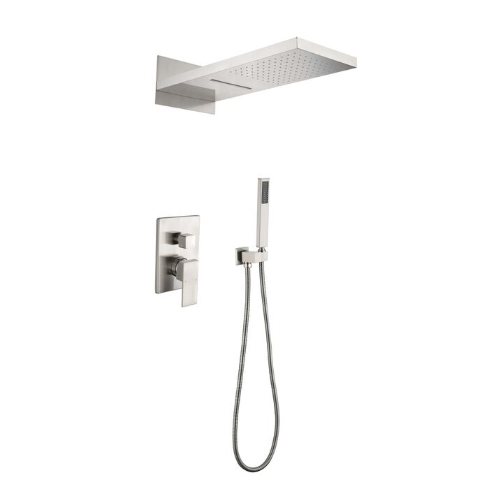 Shower System, Waterfall Rainfall Shower Head With Handheld, Shower Faucet Set For Bathroom