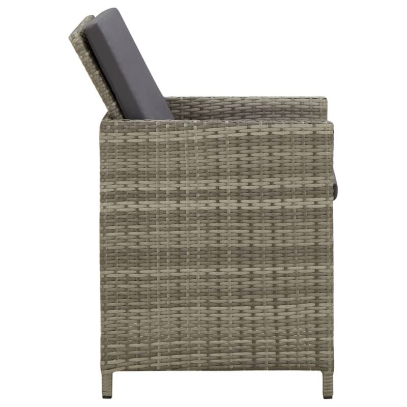 vidaXL Patio Chairs with Cushions 4 pcs Poly Rattan Gray