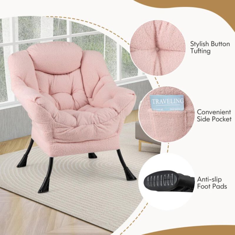 Hivvago Modern Accent Chair with Folding Footrest and Head Pillow