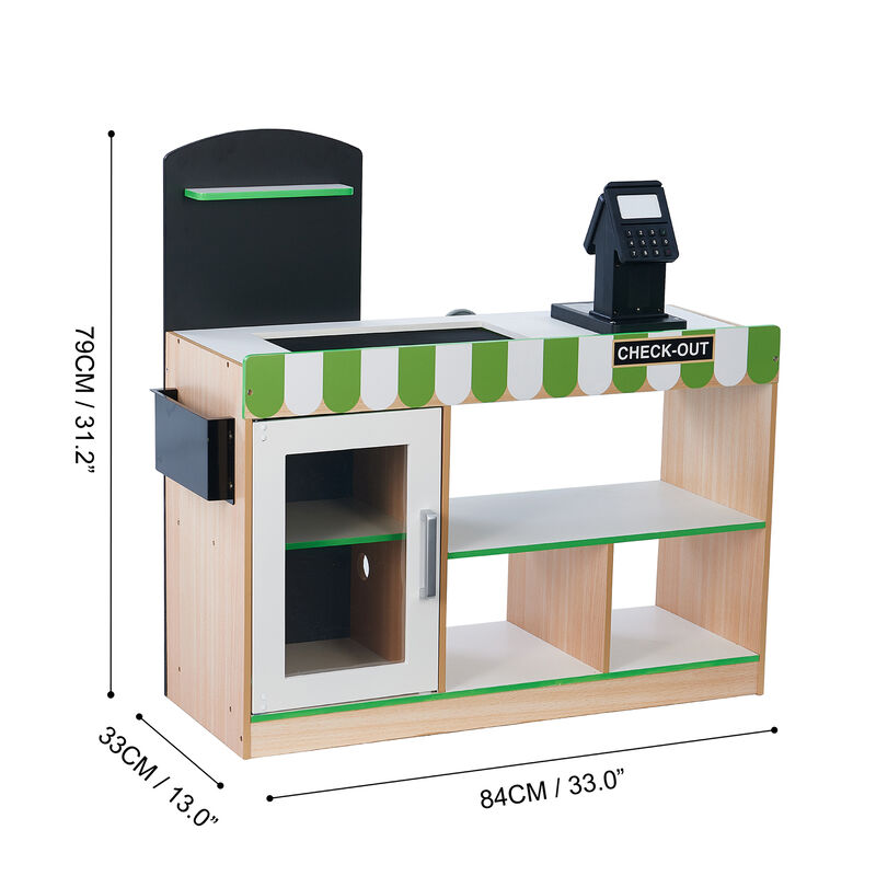Teamson Kids - Cashier Austin Play Market Stand - Green / Wood