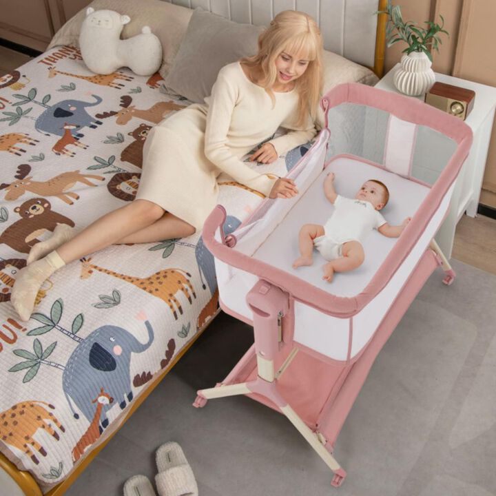 Hivvago Height Adjustable Bedside Sleeper with Storage Bag and Soft Mattress for Baby