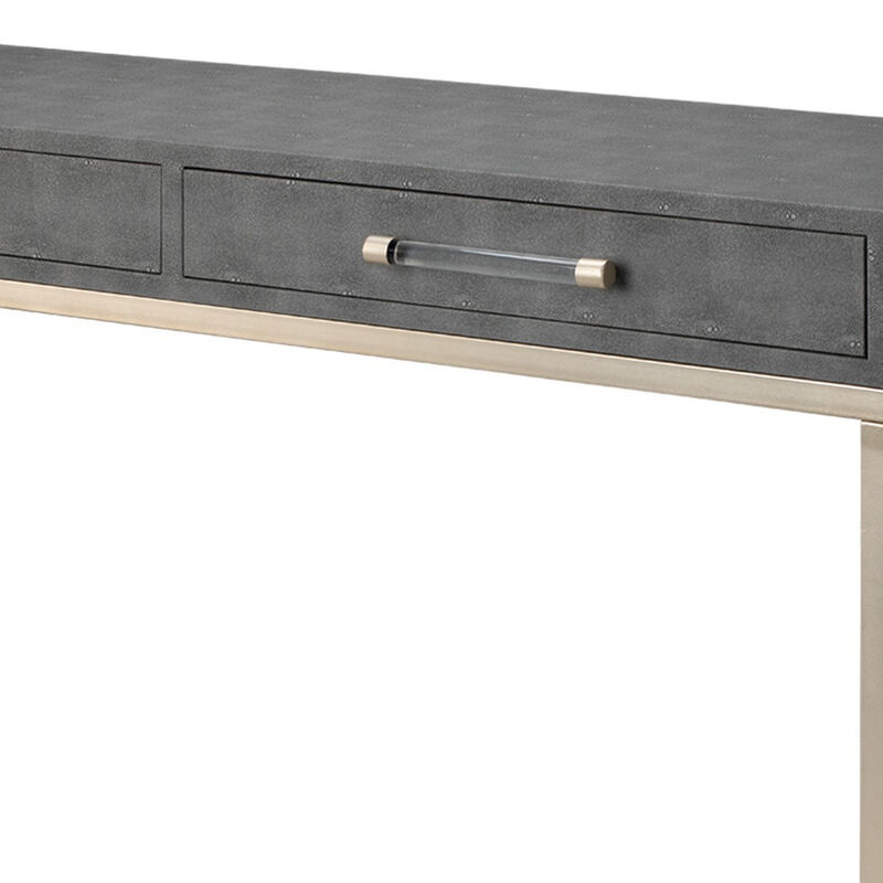 Console Table with Two Drawers and Metal Base, Gray-Benzara