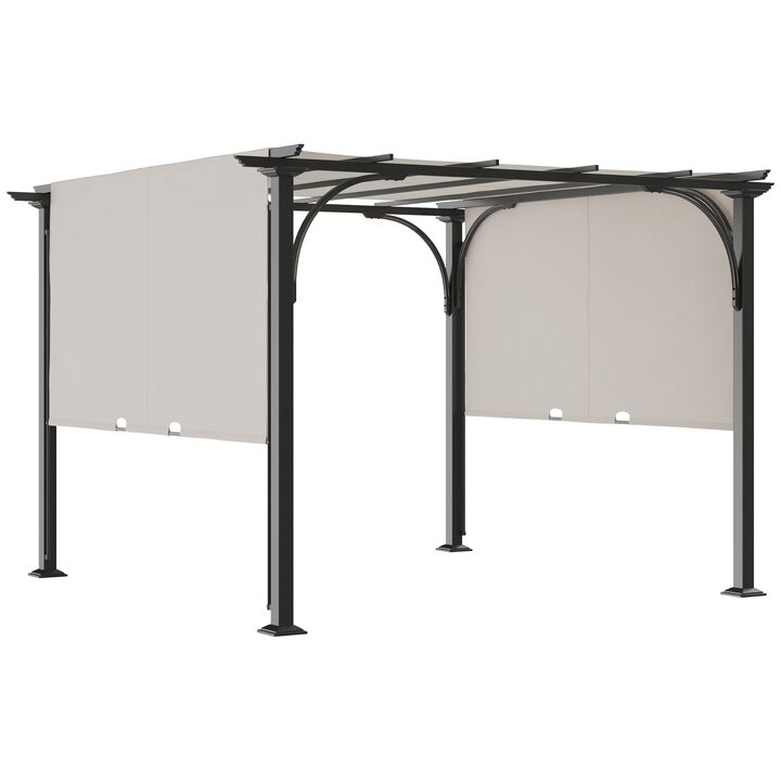 White Sun Shield: 10x10 Retractable Pergola Weather-Resistant Canopy