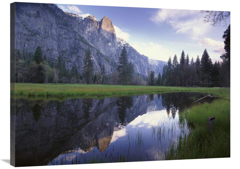 Sentinel Rock, reflected in water, Yosemite National Park, California-Canvas Art-40x30