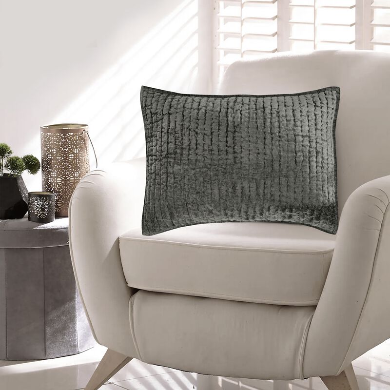 Lipa 20 x 26 Hand Stitched Standard Pillow Sham, Velvet, Quilted-Benzara