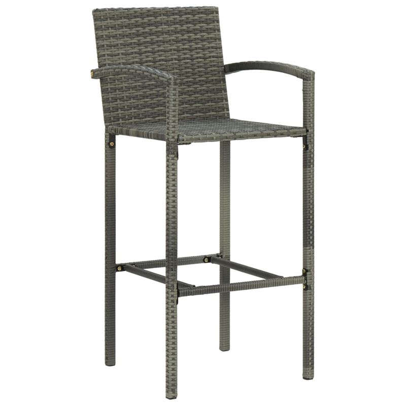 vidaXL 5 Piece Outdoor Bar Set with Armrest Poly Rattan Gray