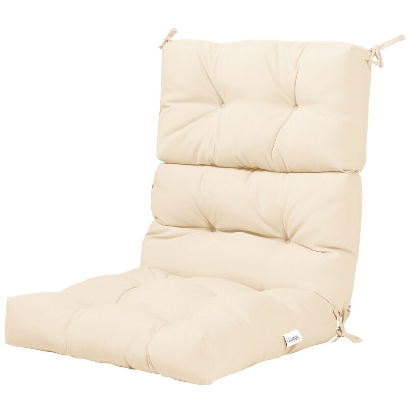 Tufted Patio High Back Chair Cushion with Non-Slip String Ties
