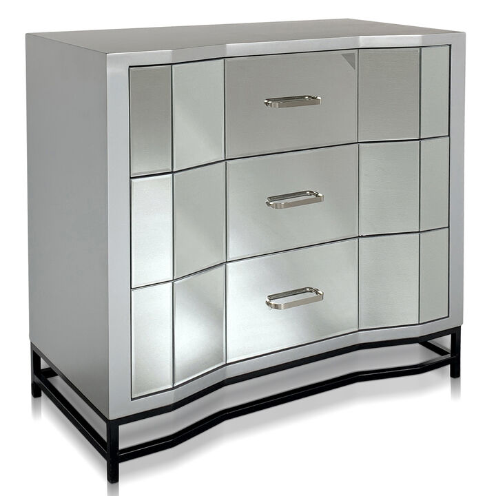 Mirror & Black Satin Cabinet