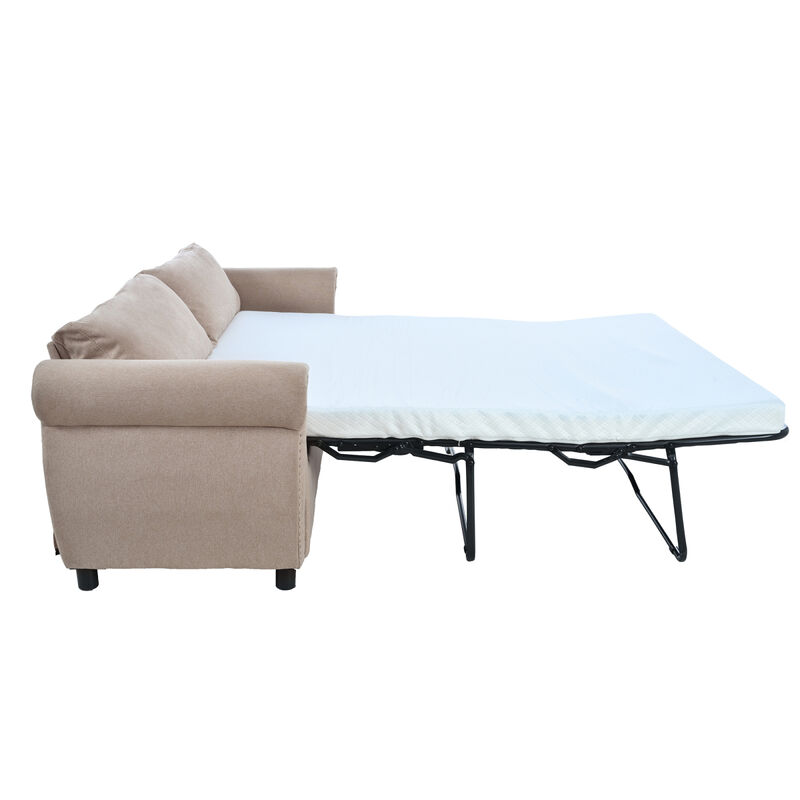 80.7" 2In1 Sofa Bed Sleeper With Large Mattress(63"X70.9x3.3 Inch), For Living Room Spaces Bedroom