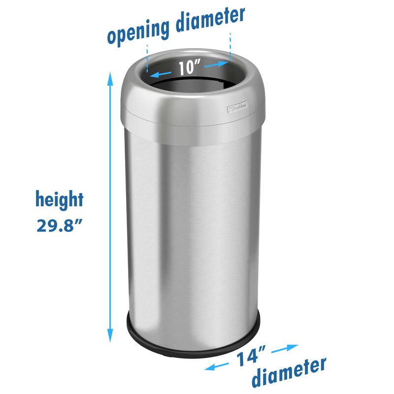 iTouchless 16 Gallon / 60 Liter Round Open Top Trash Can
