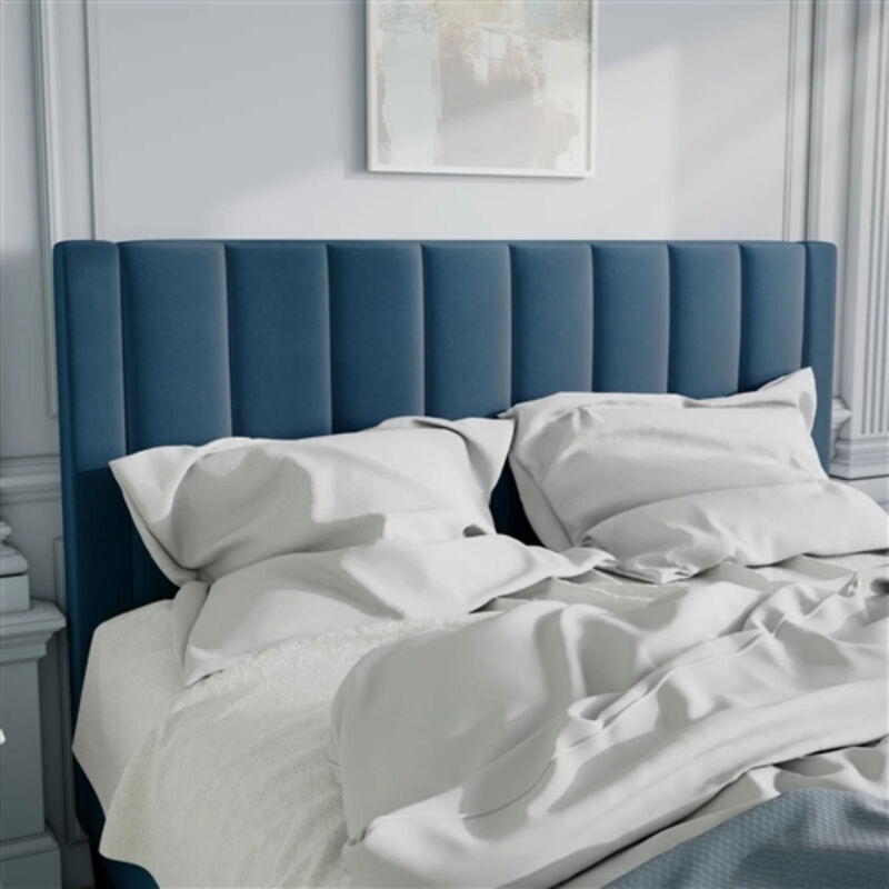Velvet Upholstered Platform Bed with Headboard – Elegant Modern Bedroom Solution