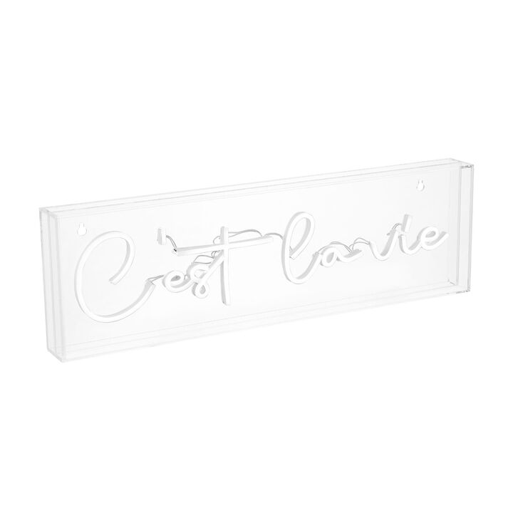 C'est La Vie 20" X 6" Contemporary Glam Acrylic Box USB Operated LED Neon Light