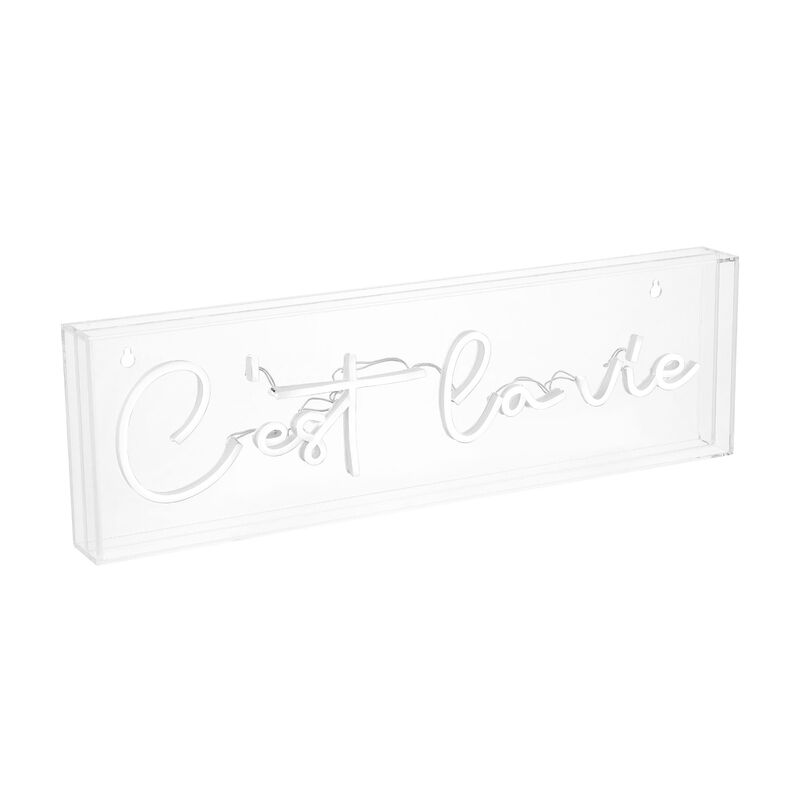 C'est La Vie 20" X 6" Contemporary Glam Acrylic Box USB Operated LED Neon Light