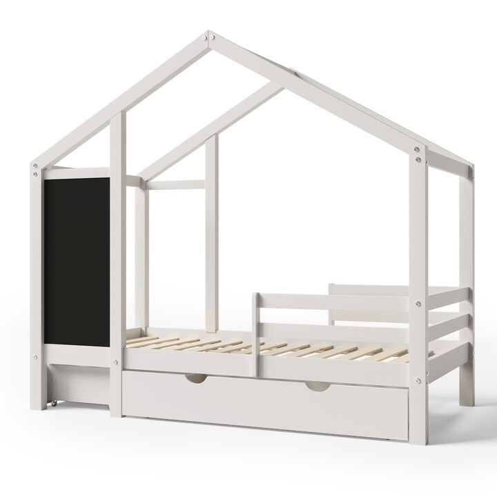 Merax Kids House Bed Frame with 2 Drawers