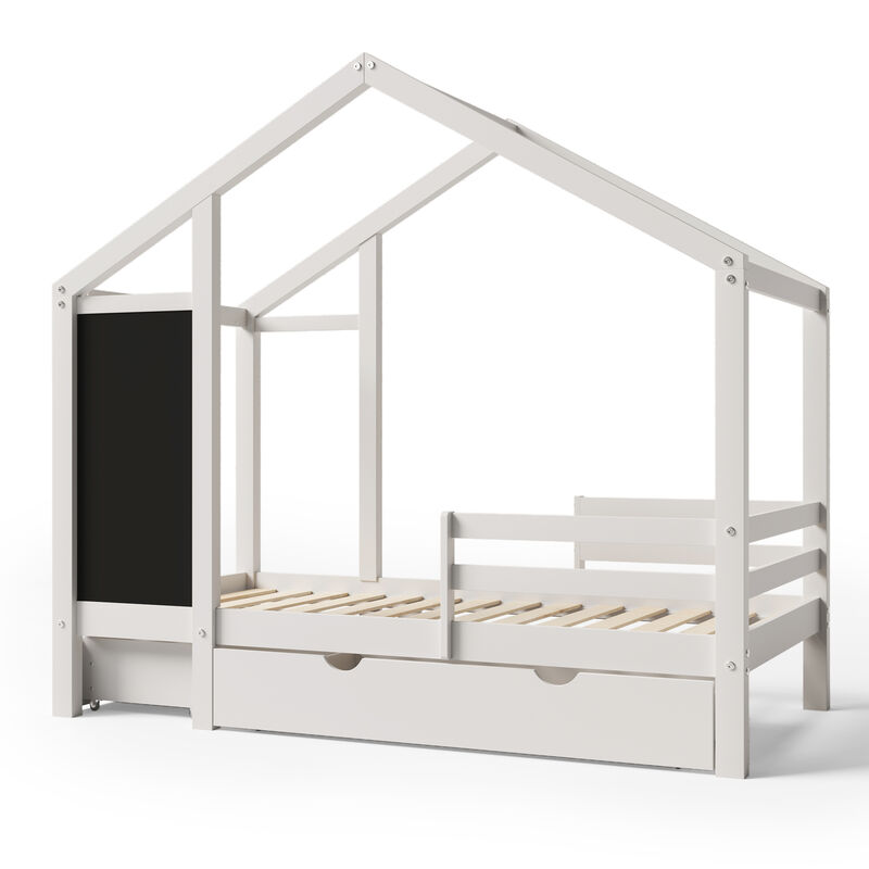 Merax Kids House Bed Frame with 2 Drawers