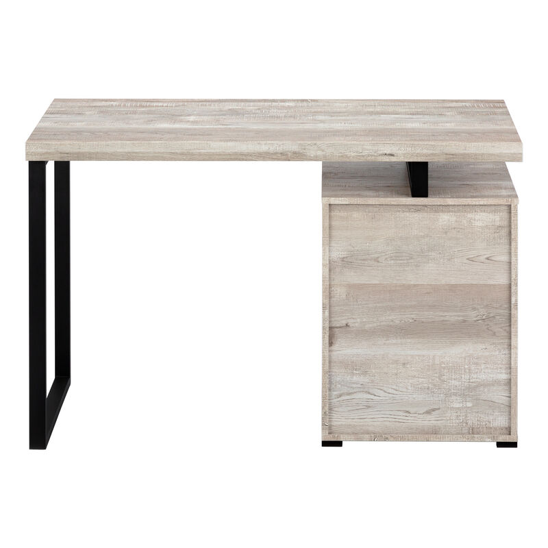 Monarch Specialties I 7410 Computer Desk, Home Office, Laptop, Left, Right Set-up, Storage Drawers, 48"L, Work, Metal, Laminate, Beige, Black, Contemporary, Modern