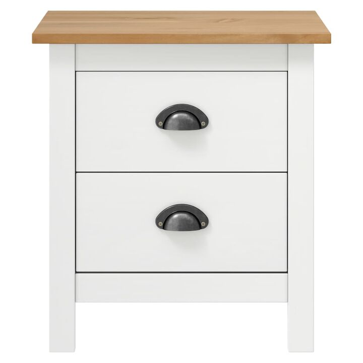 vidaXL Bedside Cabinet Hill White 18.1"x13.8"x19.5" Solid Pine Wood