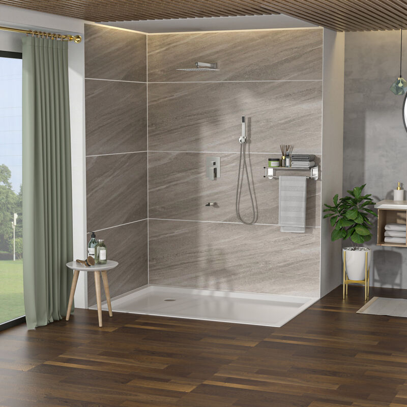 10" Rain Shower Head Systems With Waterfall Tub Spout, Brushed Nickel, Ceiling Mounted Shower