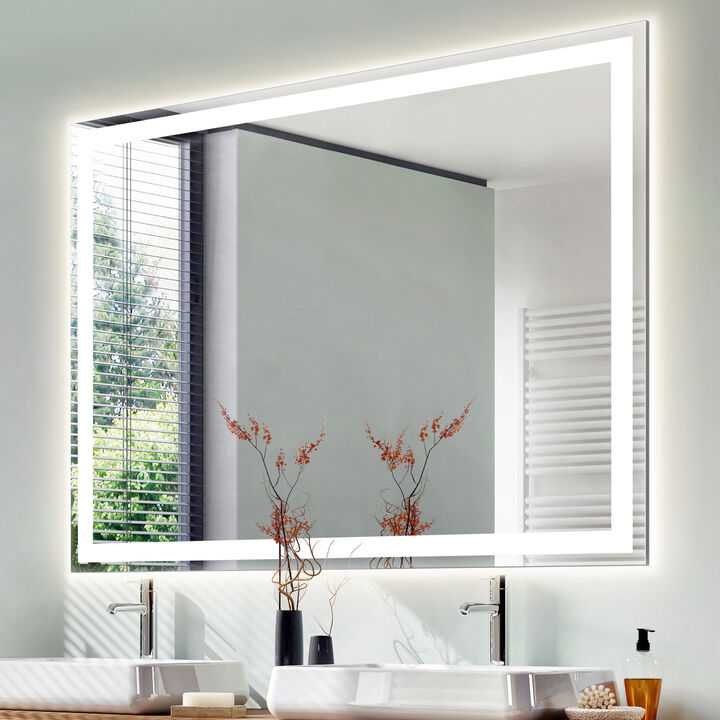 Pax Frameless Antifog Front/Back-Lit Wall Bathroom Vanity Mirror, Smart Touch
