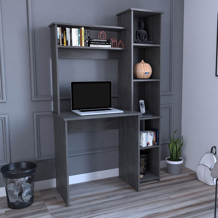 Versailles Writintg Desk, Two Superior Shelves, Five Cubbies - Smokey Oak