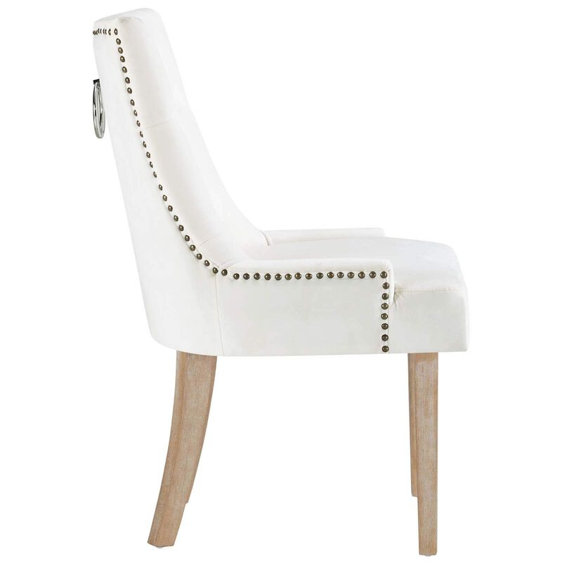 Modway Pose Dining Chair Velvet Set of 2, Two, Ivory