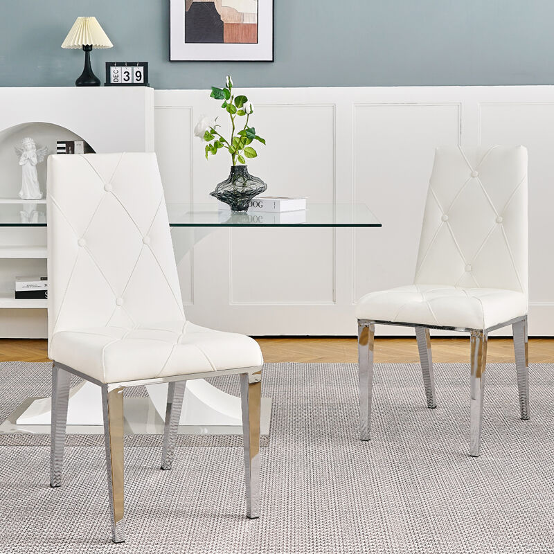 Luxury White Dining Chair Set of 2