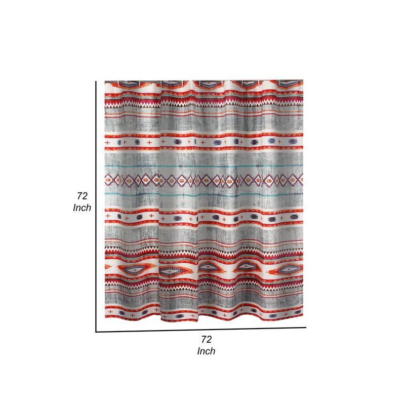 Pimi 72 x 72 Inch Shower Curtains, Soft Microfiber Southwest Boho Style - Benzara