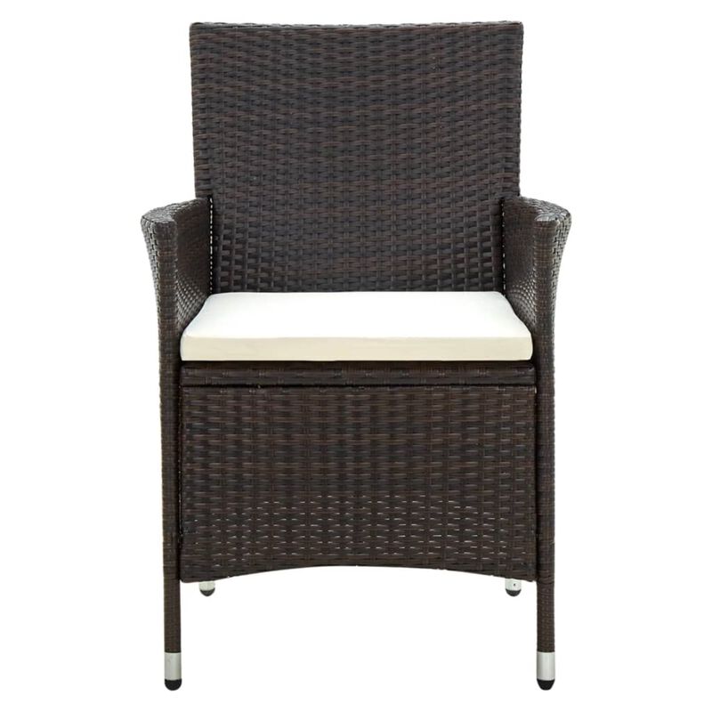 vidaXL Patio Chairs with Cushions 2 pcs Poly Rattan Brown