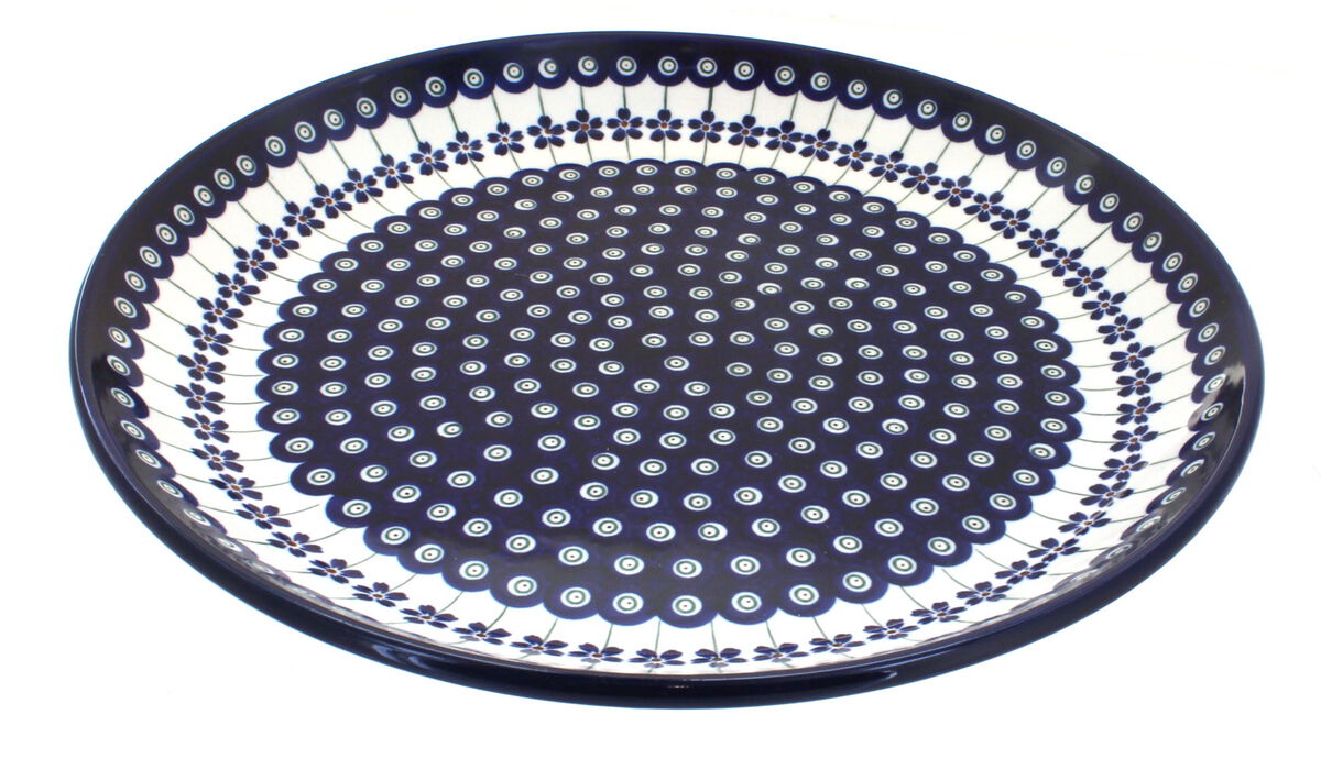 Blue Rose Polish Pottery Nature Large Round Platter