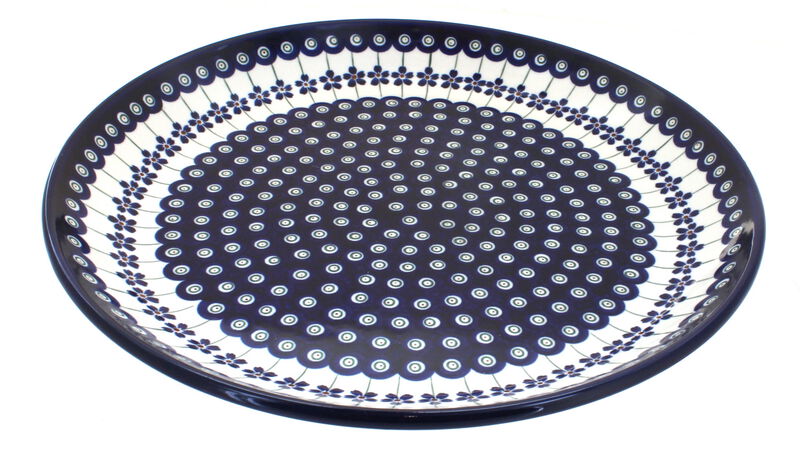 Blue Rose Polish Pottery Nature Large Round Platter