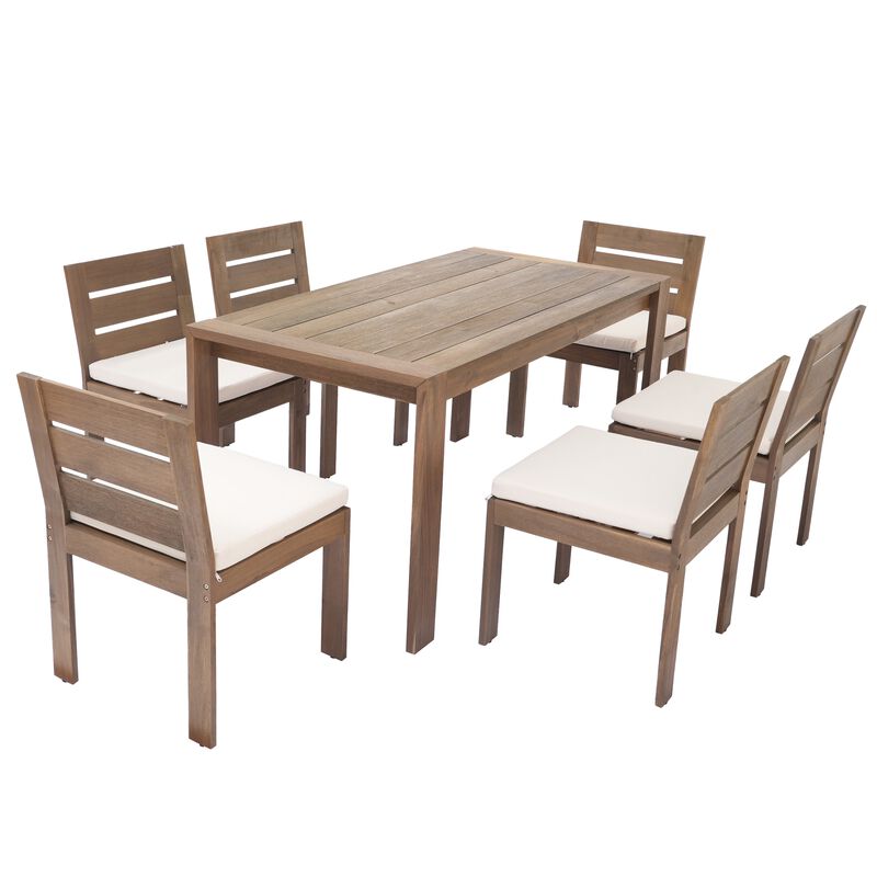 Merax 7 Pieces Outdoor Acacia Wood Dining Set