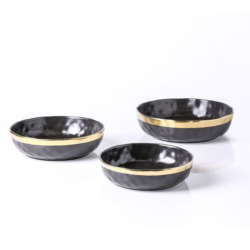 Stone Lain Florian Porcelain Serving Shallow Bowl Set 3 Piece