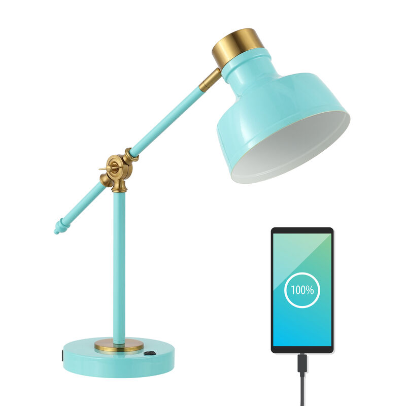 Allegra Classic Farmhouse Adjustable Cantilever LED Task Lamp with USB Charging Port