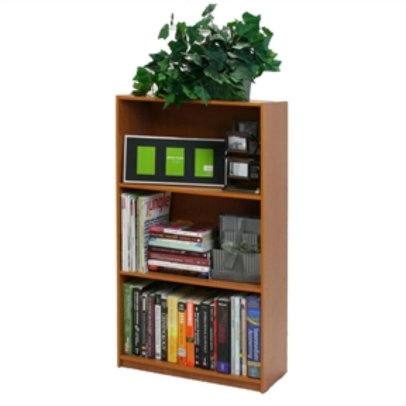 Hivvago Light Cherry Finish 3 Tier Storage Shelves Bookcase