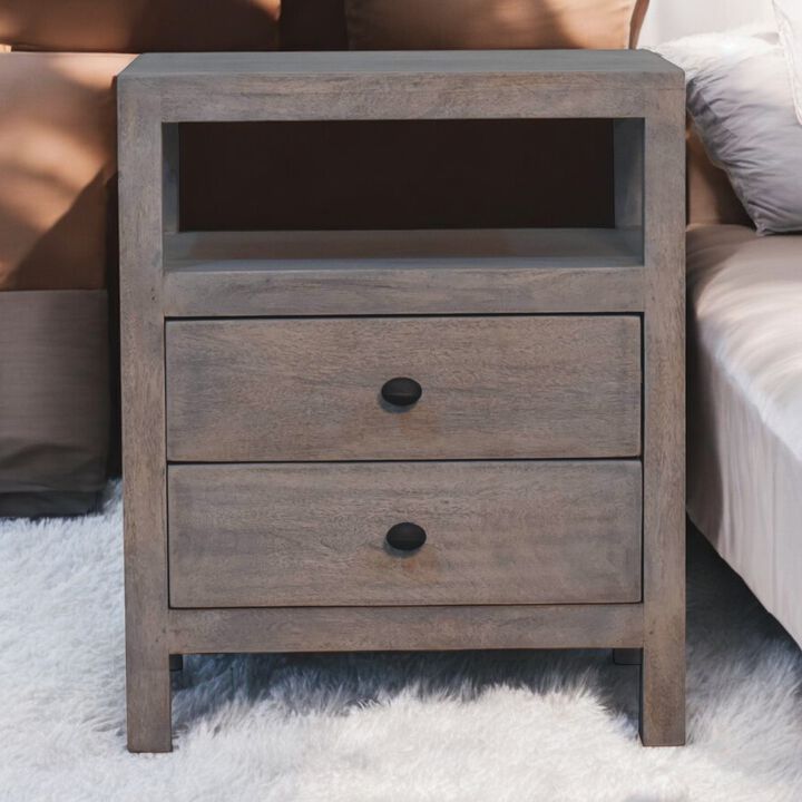 Artisan Furniture Solid Wood Acid Wash 2 Drawer Open Bedside