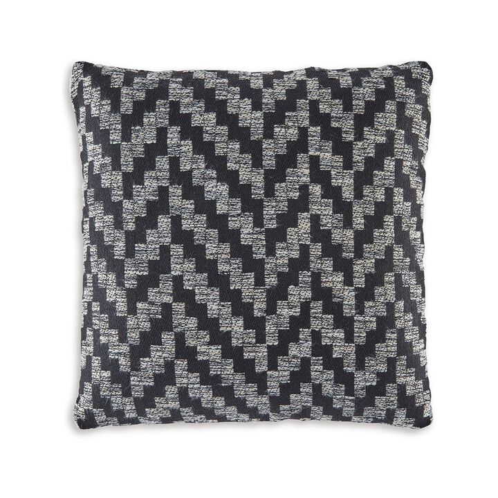 Loey Accent Pillow Set of 4, Indoor Outdoor Chevron, Black Gray Polyester -