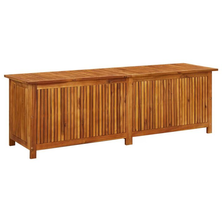 Outdoor Storage Box, Waterproof PE Bag, 69 Inch Brown Acacia Wood - Benzara