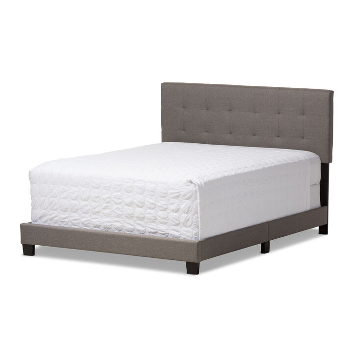 Baxton Studio Brookfield Modern Grey Fabric Upholstered Grid tufting Full Size Bed
