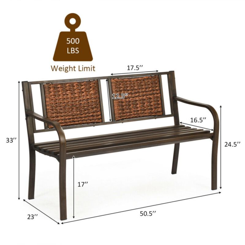 Hivvago Patio Garden Bench with Powder Coated Steel Frame