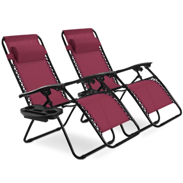 Hivvago 2 Pieces Folding Lounge Chair with Zero Gravity