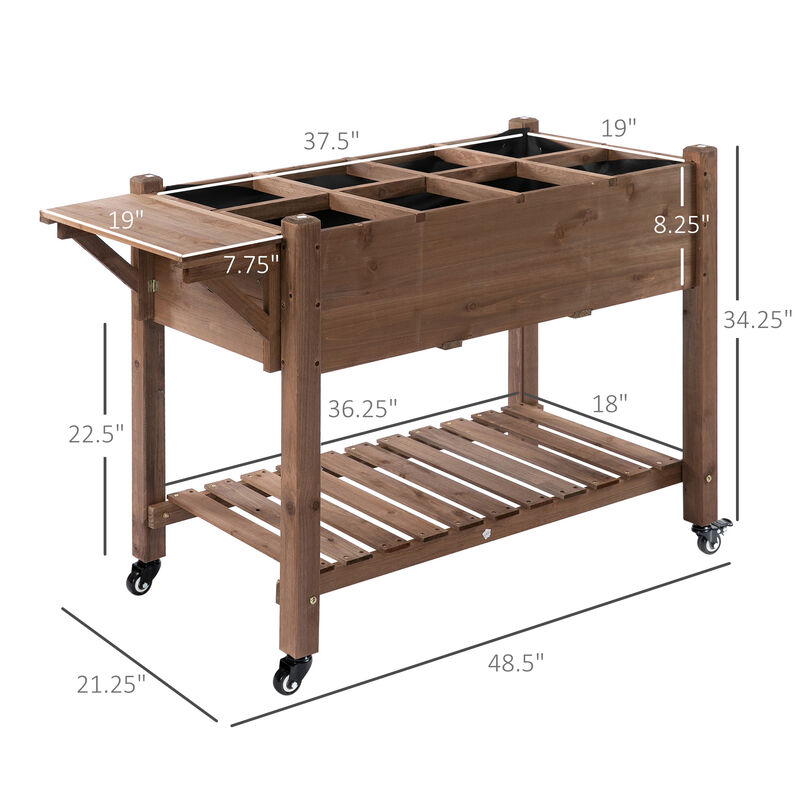 Streamdale Spacious Wheeled Elevated Planter with Storage and Drainage