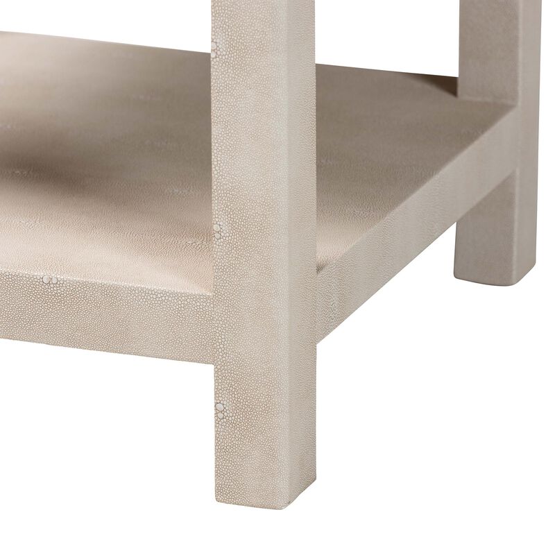 Baxton Studio Dansby Modern Beige Faux Shagreen 1 Drawer End Table