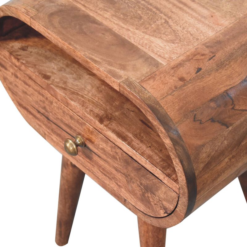 Artisan Furniture Solid Wood Honey Caramel Circular Bedside with Open Slot