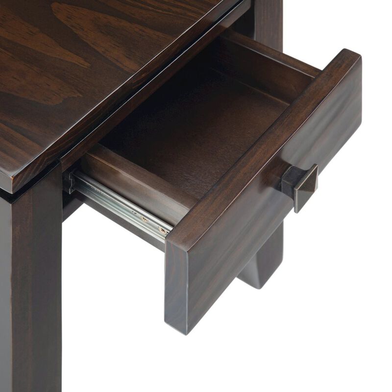 Simpli Home Cosmopolitan Solid Wood Narrow Side Table In Mahogany Brown